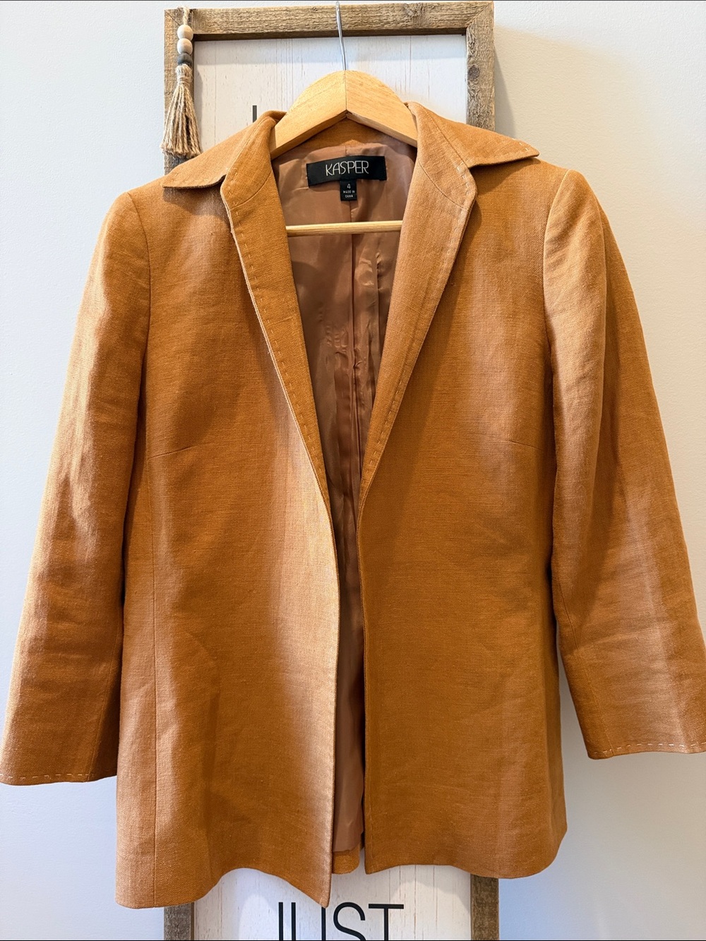 Kasper Women's Camel-Tan Open Blazer Jacket